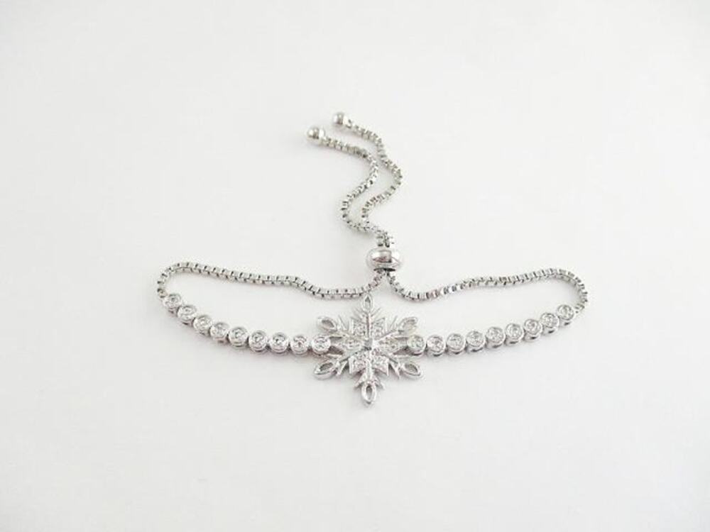 2001 NIB Giani Bernini Sterling Silver Cubic Zirconia Snowflake Slider Bracelet